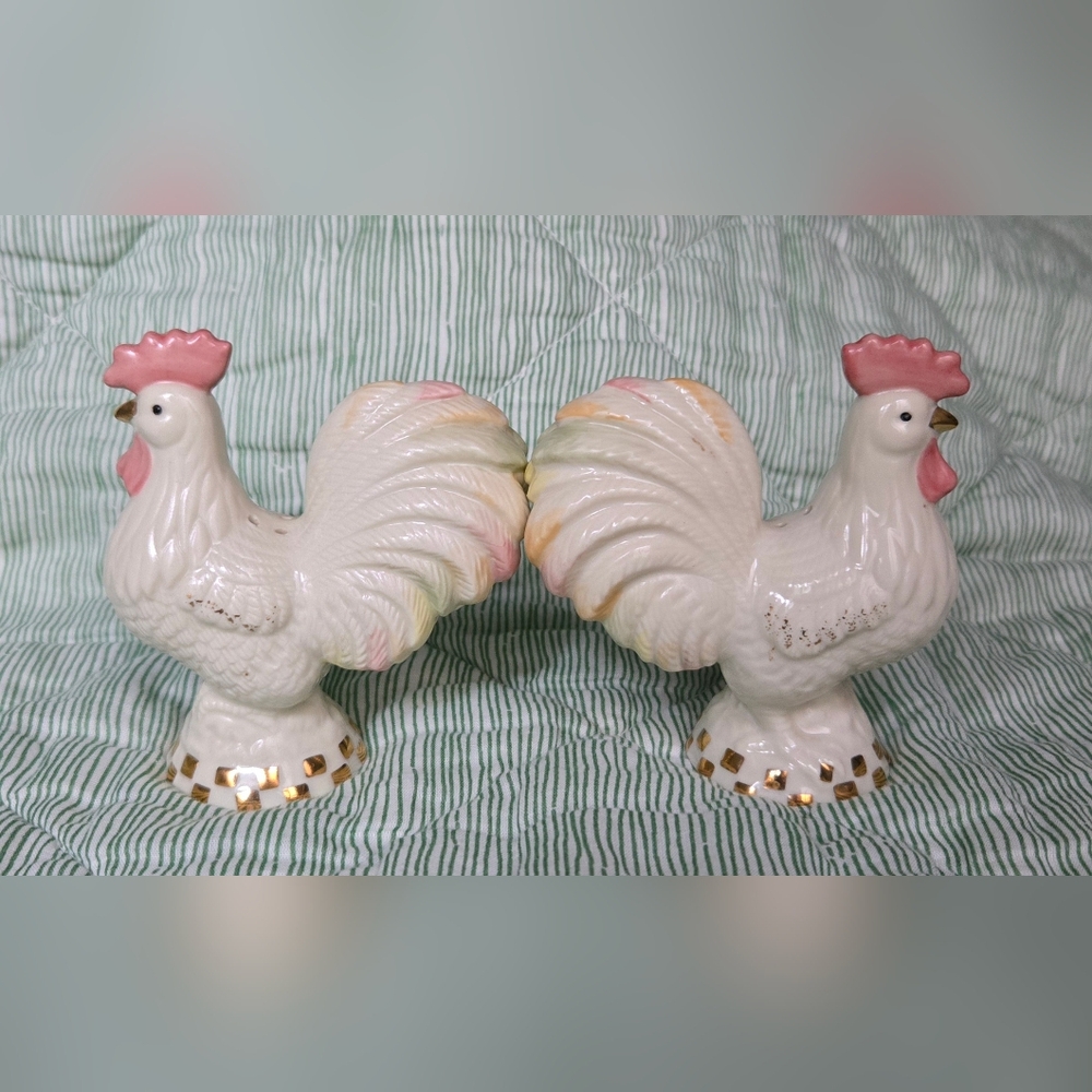 Lenox Rooster Salt and Pepper Shakers "Rise And Shine" Vintage  Never Used